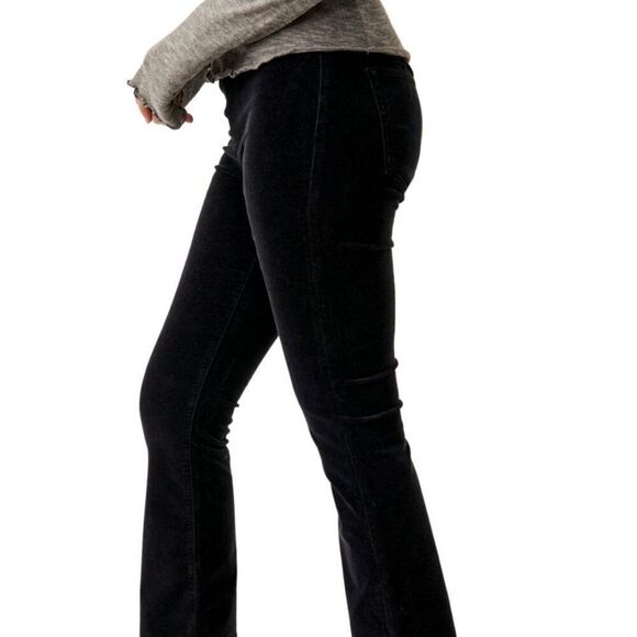 Free People in My Feelings Cropped Bootcut Corduroy Pants Black Women's SZ L NWT - Picture 4 of 7